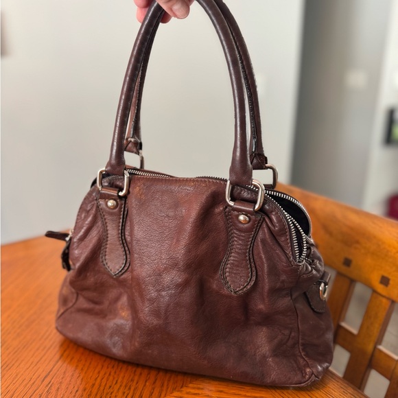 Handbags - Elegant Brown Leather Handbag - Made in Italy